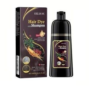 New - Instant  3 in 1 Hair Dye Color Natural Shampoo Dark Brown Gray Coverage